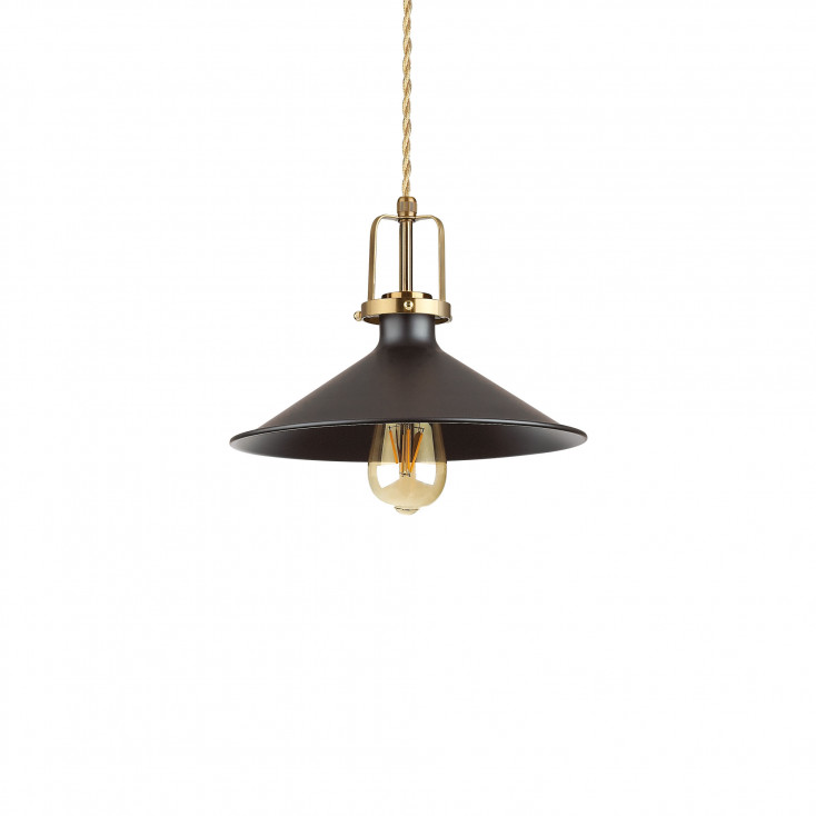 Lampada a sospensione diffusore a cono in metallo piccolo dal design industrial