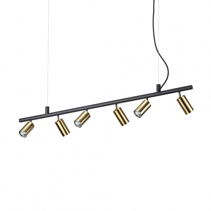 Lampada a sospensione grande con 6 faretti orientabili
