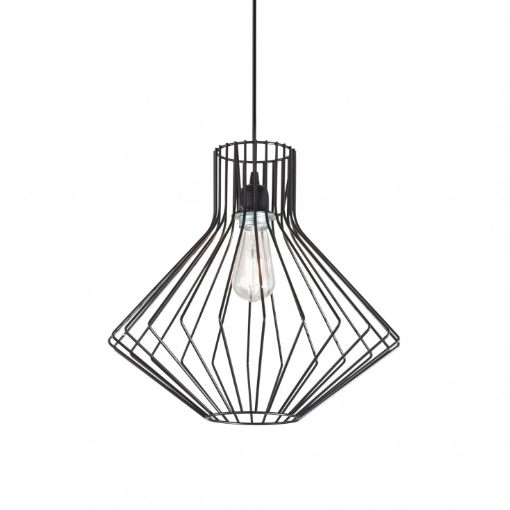 Lampada a sospensione grande con singolo diffusore e paralume in metallo