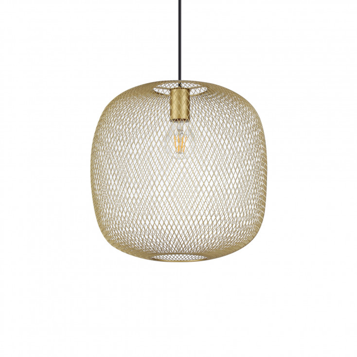 Lampada a sospensione grande moderna con diffusore a rete metallica