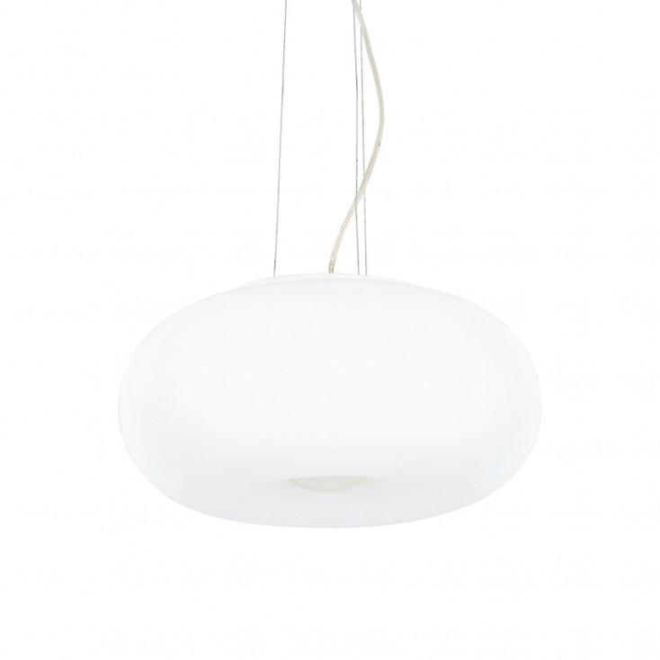 Lampada a sospensione in metallo e diffusore in vetro acidato