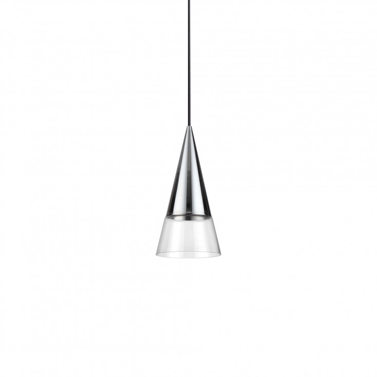 Lampada a sospensione moderna con diffusore in vetro a cono
