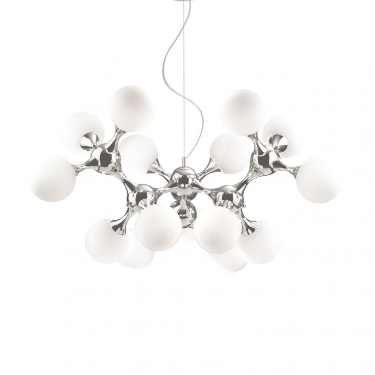 Lampada a sospensione moderna in metallo con 15 diffusori in vetro acidato