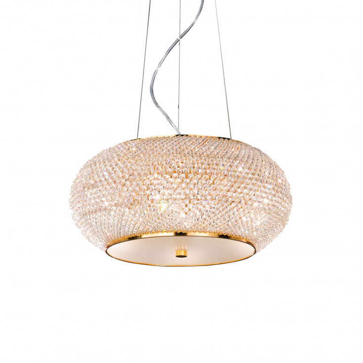 Lampada a sospensione piccola elegante con diffusore con perle di cristallo
