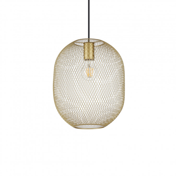 Lampada a sospensione piccola moderna con diffusore a rete metallica