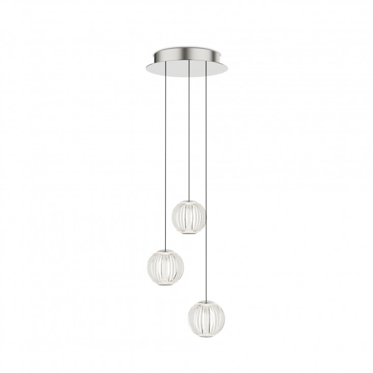 Lampada a sospensione rotonda a LED struttura in metallo e diffusori in acrilco
