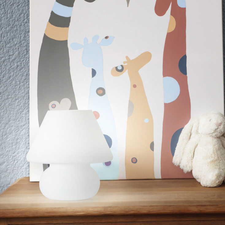 Lampada da comodino grande con diffusore in vetro satinato