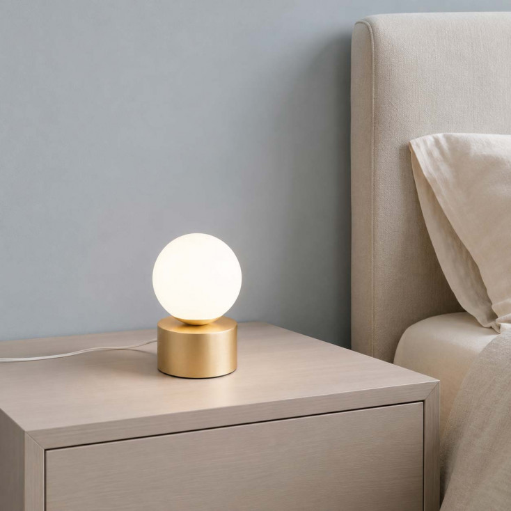Lampada da comodino moderna con diffusore in vetro soffiato