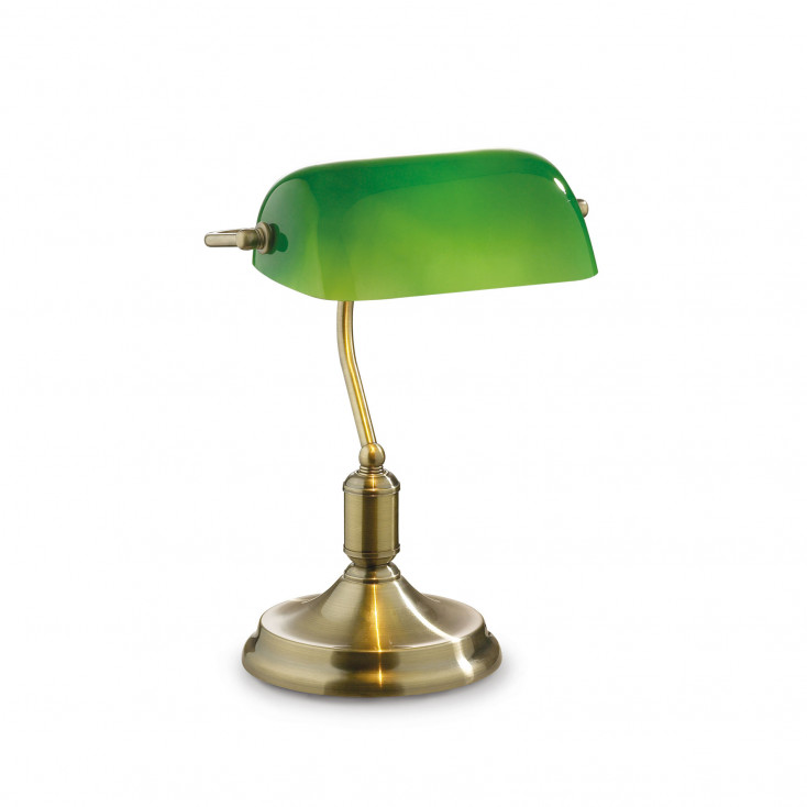 Lampada da scrivania in metallo con diffusore in vetro soffiato