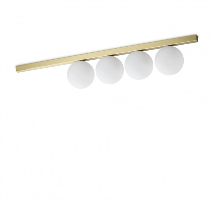 Lampada da soffitto lunga in metallo con diffusori lineari in vetro soffiato