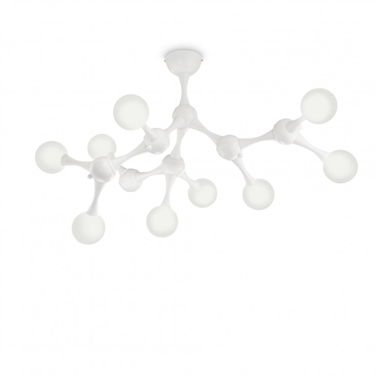 Lampada da soffitto moderna grande struttura in metallo e 9 diffusori in vetro