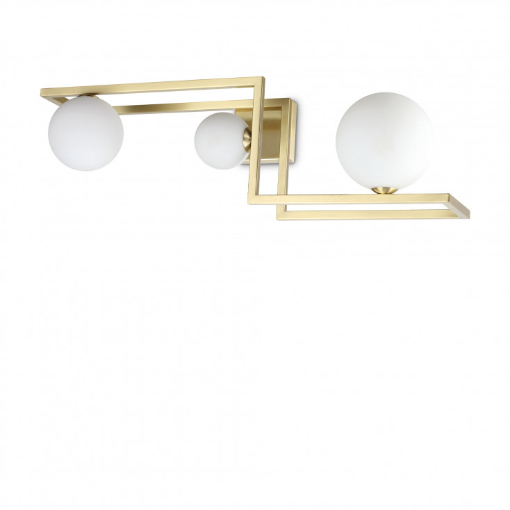 Lampada da soffitto moderna struttura in metallo e 3 diffusori in vetro acidato