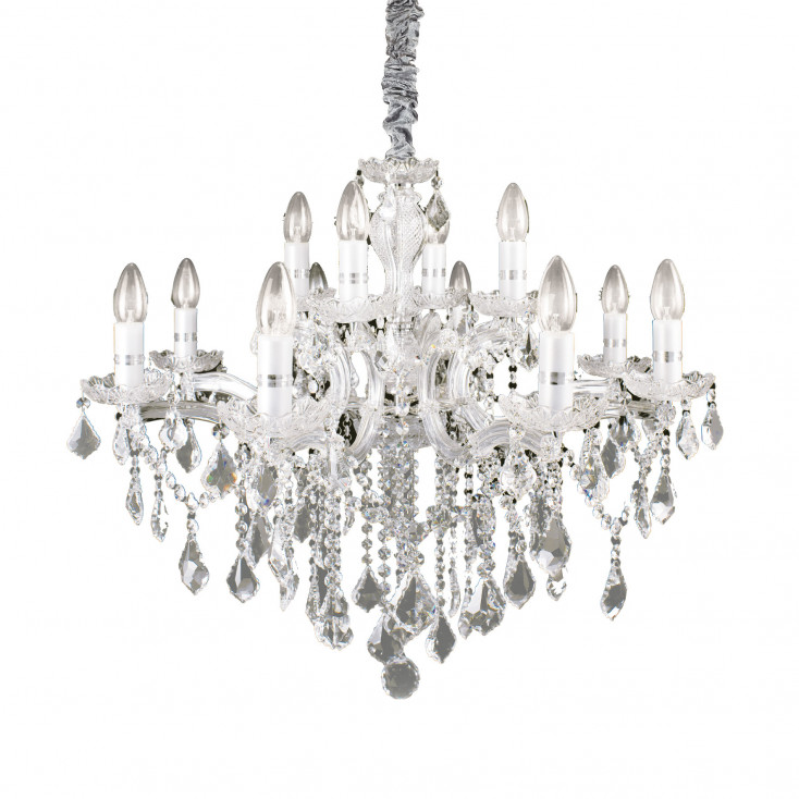 Lampadario medio in metallo con elementi decorativi in vetro e cristallo