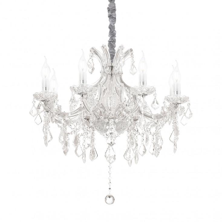 Lampadario piccolo in metallo elementi decorativi in vetro soffiato e cristallo