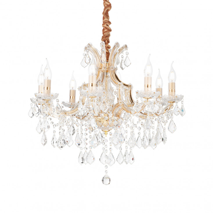 Lampadario piccolo in metallo elementi decorativi in vetro soffiato e cristallo