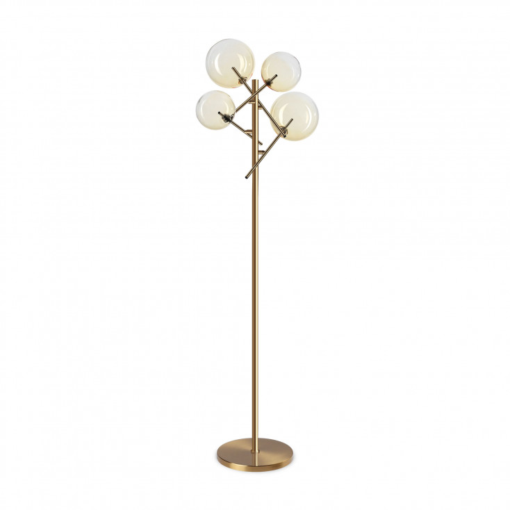 Piantana moderna in metallo con 4 diffusori in vetro borosilicato
