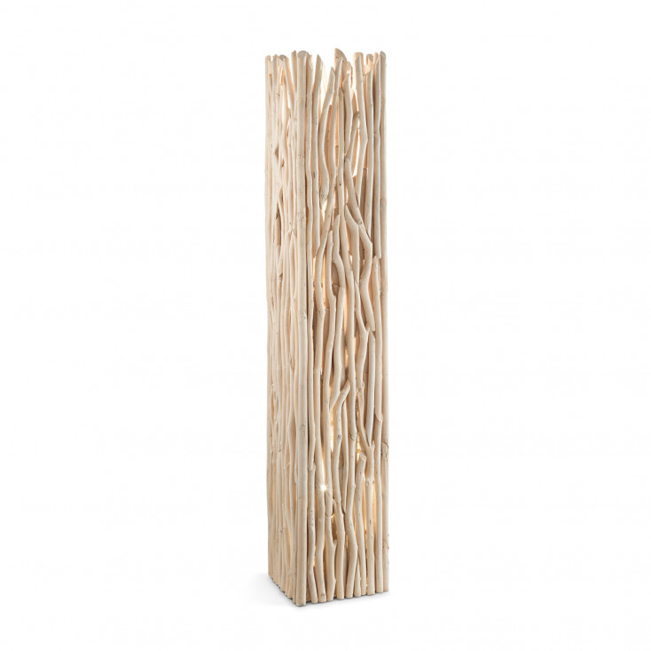 Piantana rustica struttura in metallo e rami decorativi in legno