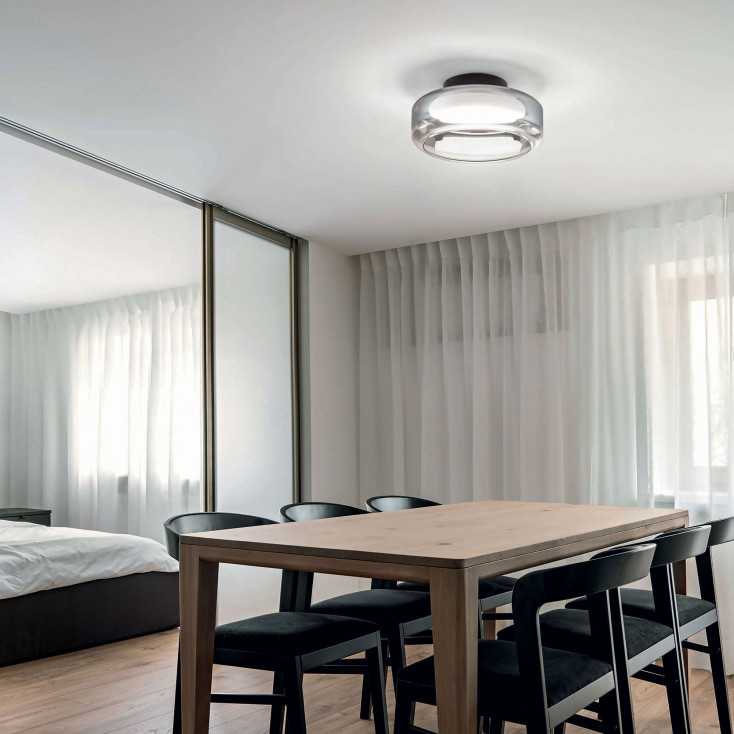 Plafoniera a led con struttura in metallo e diffusore in doppio vetro