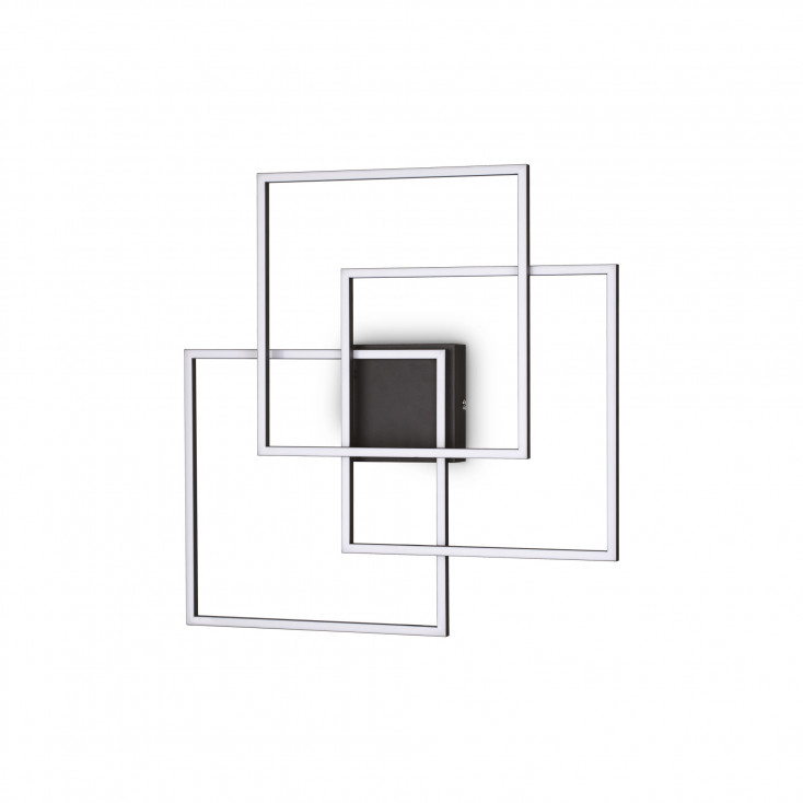 Plafoniera a led con struttura quadrata in metallo e diffusore in acrilico