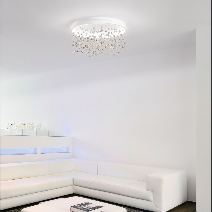 Plafoniera a LED piccola struttura in metallo e devorazioni in perle di vetro
