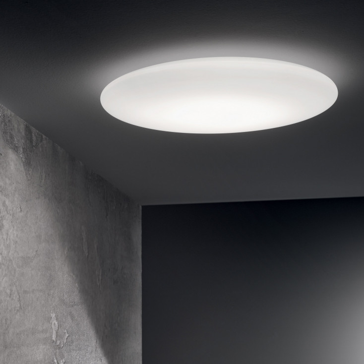 Plafoniera grande a led struttura in metallo e diffusore in vetro rotondo