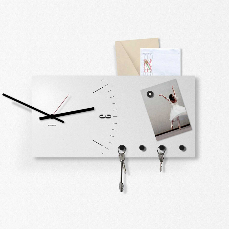Portachiavi con orologio e portalettere da parete in metallo "CLOCK&MORE"