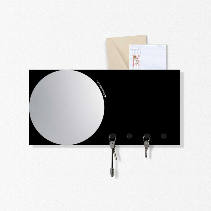 Portachiavi da parete con specchio e lavagna magnetica e porta documenti