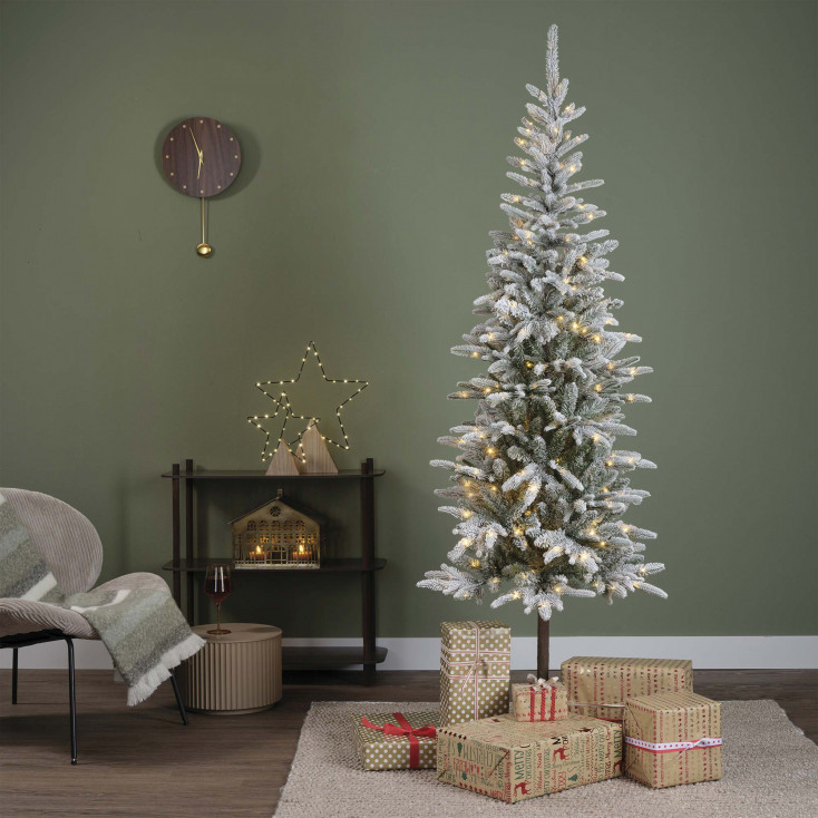 Albero di natale innevato da interno con 160 led h.180