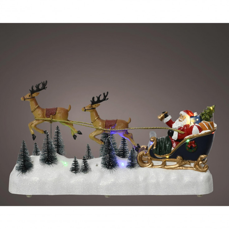 Babbo natale con slitta in plastica con LED