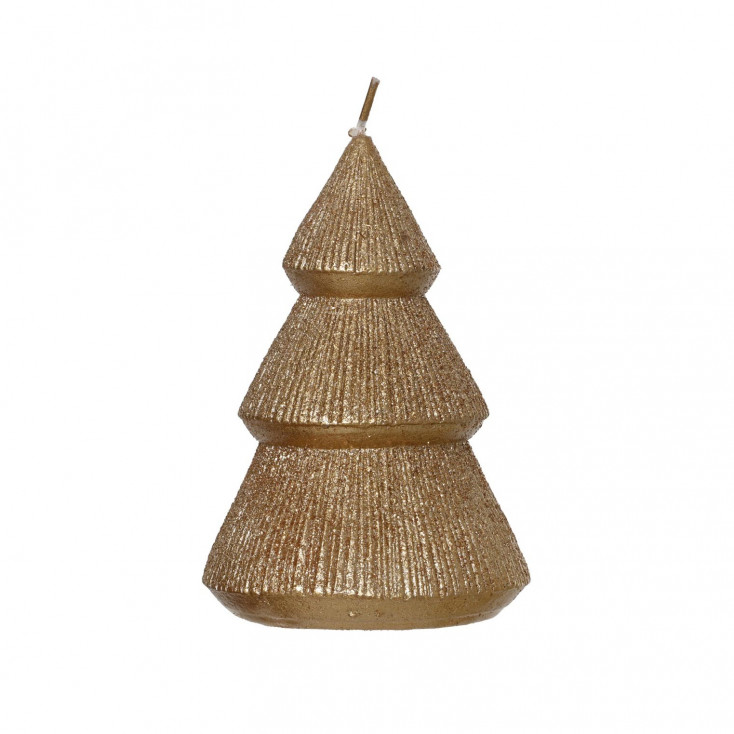 Candela natalizia piccola in paraffina a forma di albero di natale glitterato