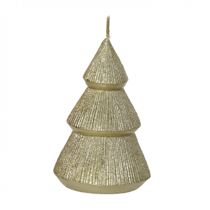 Candela natalizia piccola in paraffina a forma di albero di natale glitterato