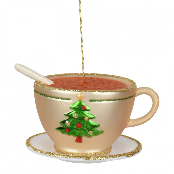 Decorazione albero di natale tazza con cucchiaino in vetro