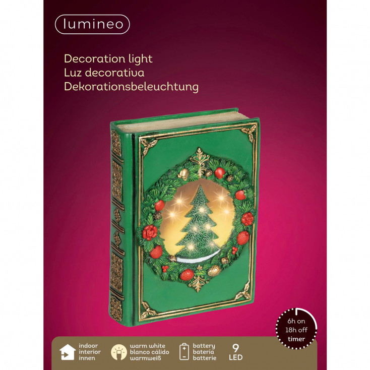 Decorazione libro in poliresina con led