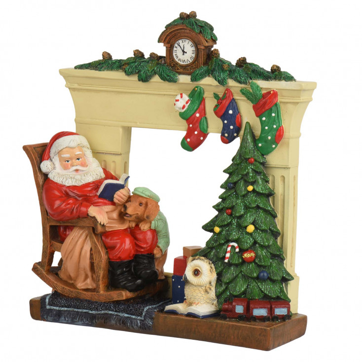 Decorazione natalizia babbo natale con camino