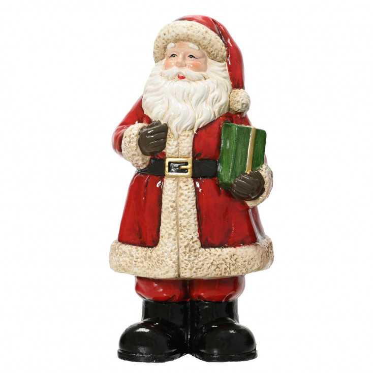 Decorazione natalizia babbo natale con regalo in mano