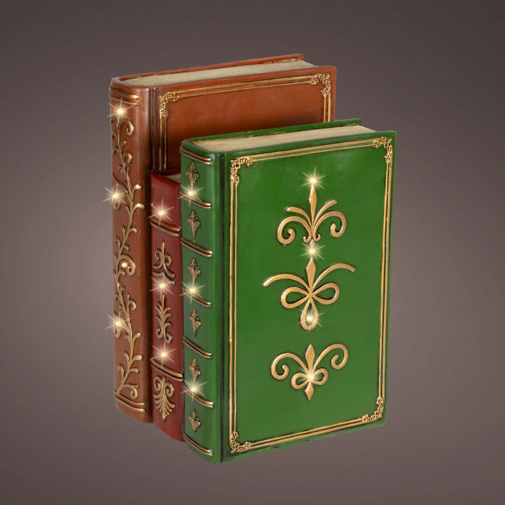 Decorazione natalizia libri in resina con 14 LED