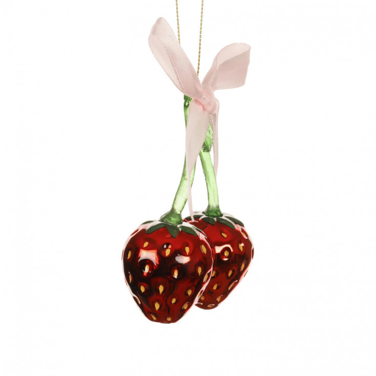 Decorazione per albero di natale con fragole in vetro