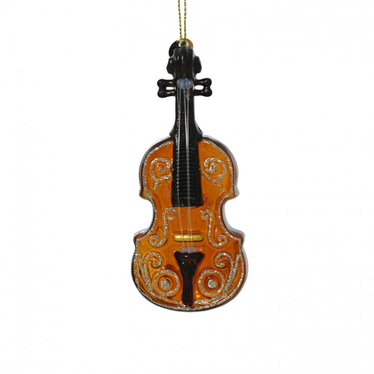 Decorazione per albero di natale con violino in vetro