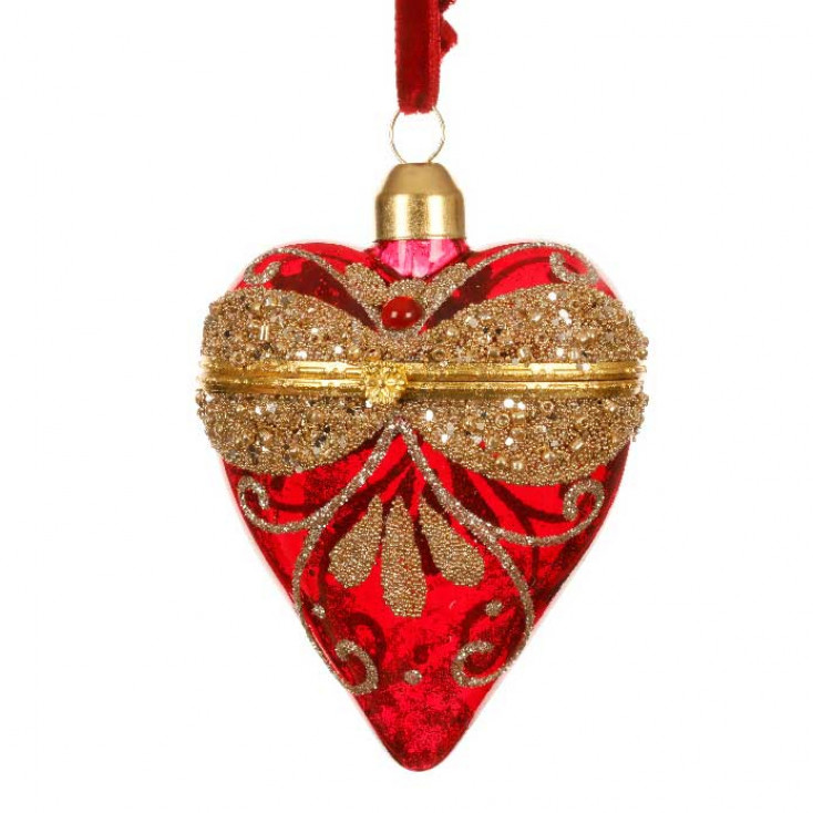 Decorazione per albero di natale cuore in vetro