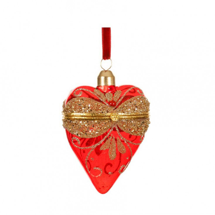 Decorazione per albero di natale cuore in vetro