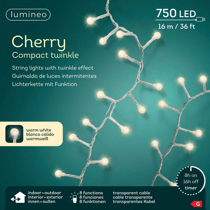 Luci di natale con cavo bianco 750led 16mt