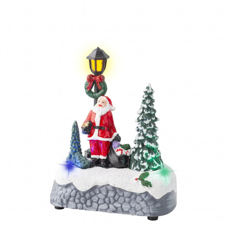 Scenario natalizio con albero e babbo natale con led multicolore