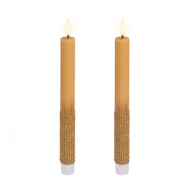 Set 2 candele con effetto fiamma a led