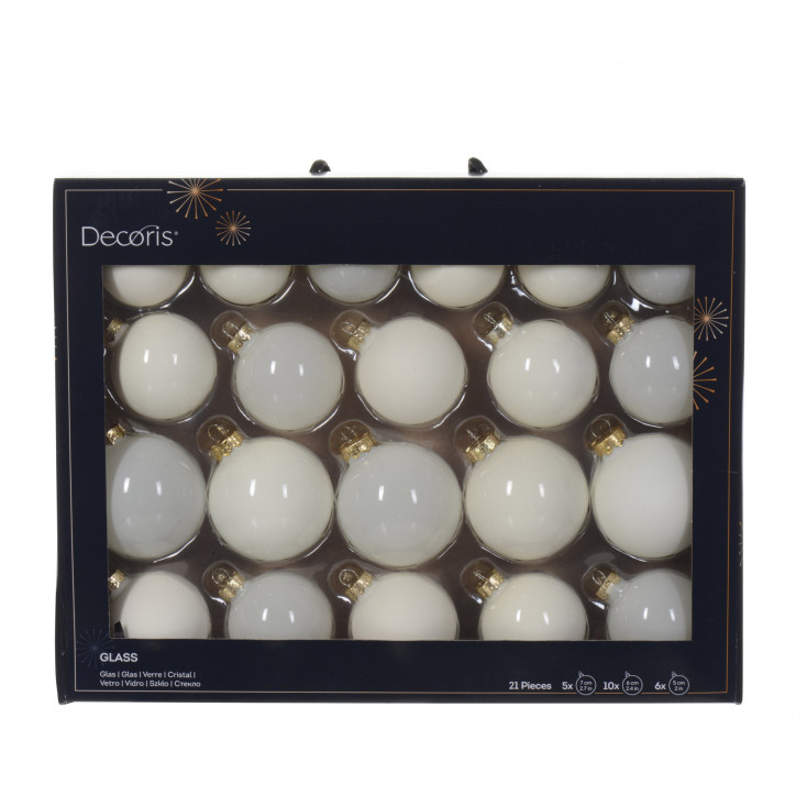 Set 21 pezzi Palline di natale in vetro trasparente d.7cm