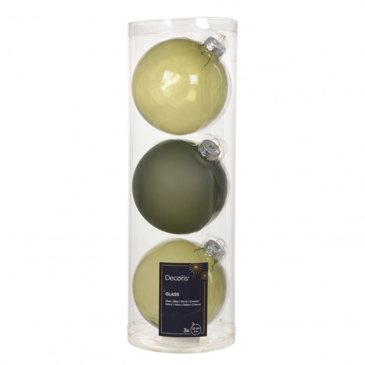 Set 3 pezzi Palline di natale in vetro trasparente d.10cm