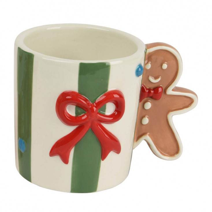 Tazza in ceramica con fiocco natalizio
