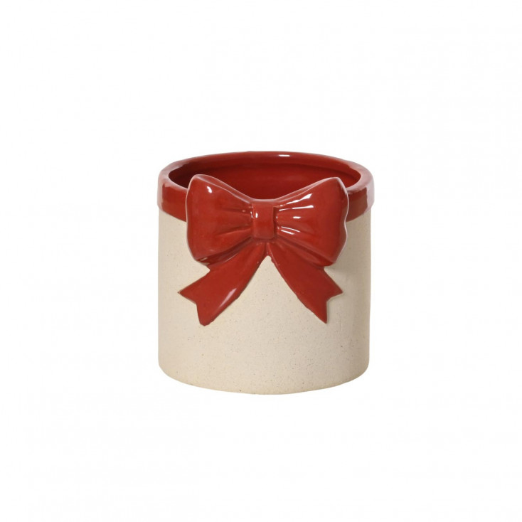 Vaso fioriera piccola in dolomite con fiocco