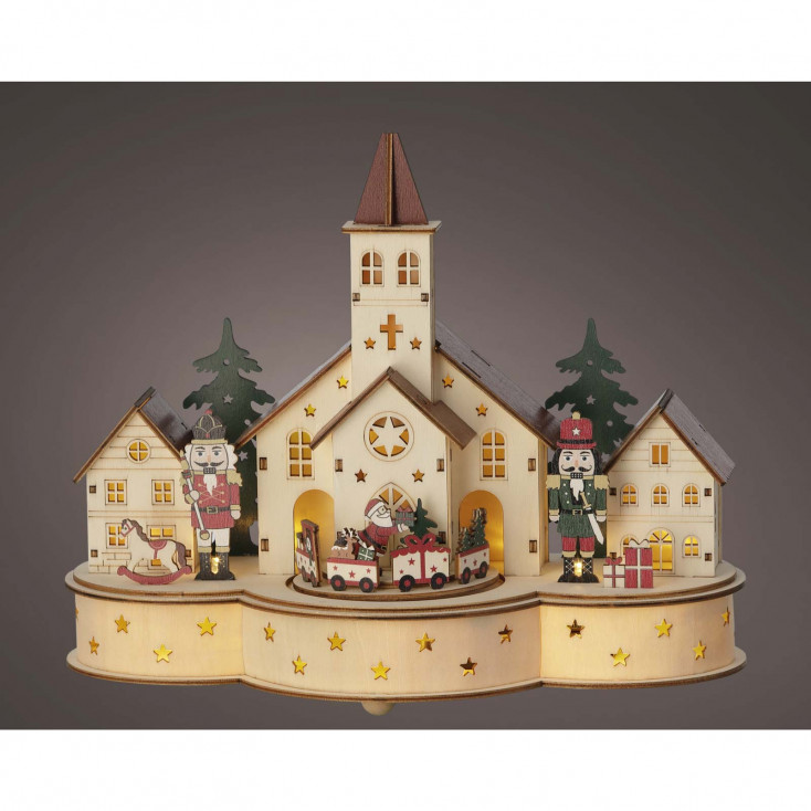 Villaggio di babbo natale in compensato con led