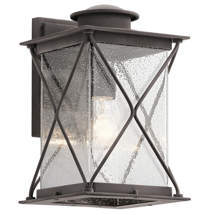 Applique da esterno media dal design rustico con diffusore in vetro a 1 luce