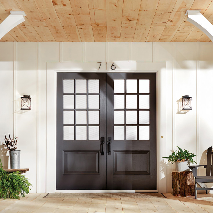 Applique da esterno piccola dal design rustico con diffusore in vetro a 1 luce
